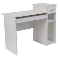 Flash Furniture - Highland Park Rectangle Contemporary Laminate 1-Drawer Home Office Desk - White - Front_Zoom