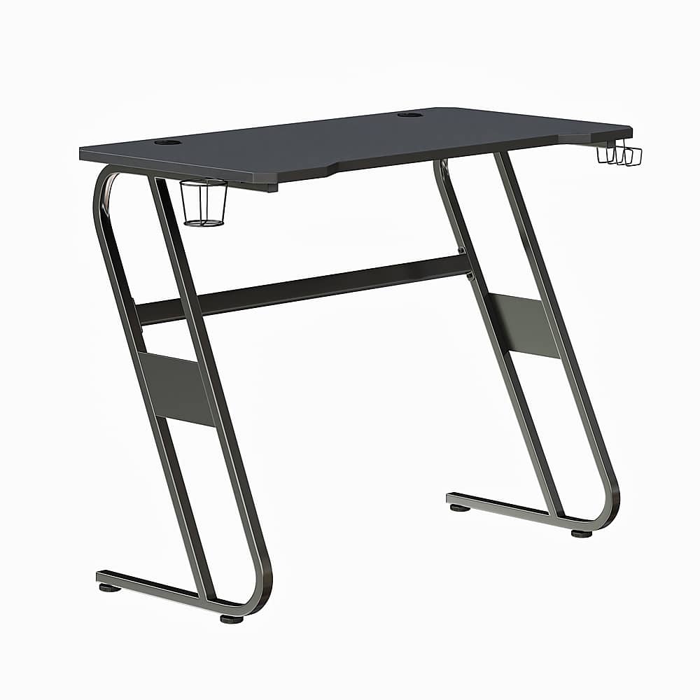 Alamont Home - Fisher Rectangle Contemporary Laminate Gaming Desk - Black - Front_Zoom