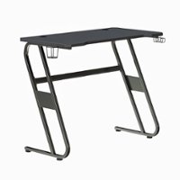 Alamont Home - Fisher Rectangle Contemporary Laminate  Gaming Desk - Black - Front_Zoom