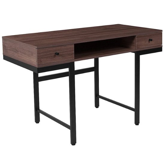 Flash Furniture Bartlett Wood Grain, Dark Wood Office Desk With Drawers
