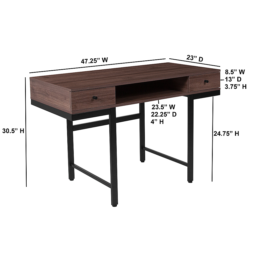 Flash Furniture Bartlett Rectangle Contemporary Laminate 2-Drawer Home Office  Desk Dark Ash NAN-NJ-29315-GG - Best Buy