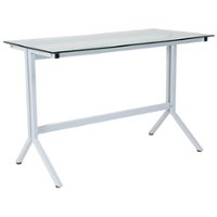 Flash Furniture - Winfield Collection Rectangle Contemporary Glass  Home Office Desk - Clear Top/White Frame - Front_Zoom