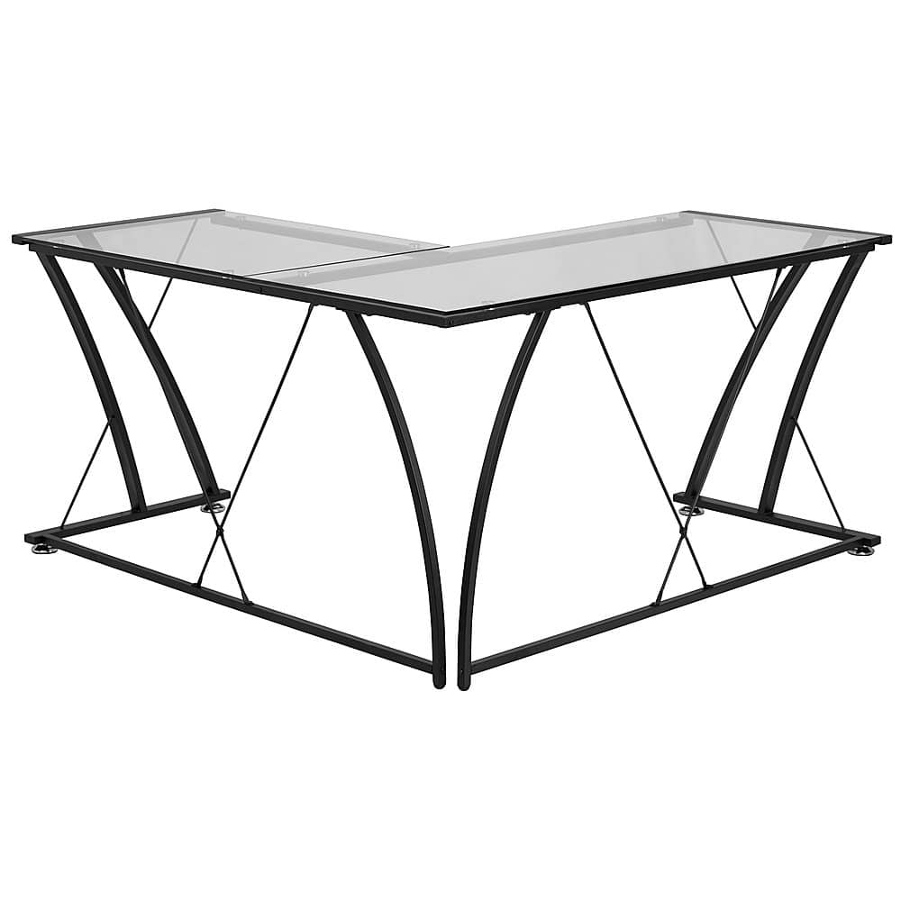 Alt View 11. Alamont Home - Singleton L Contemporary Glass Home Office Desk - Clear/Black.