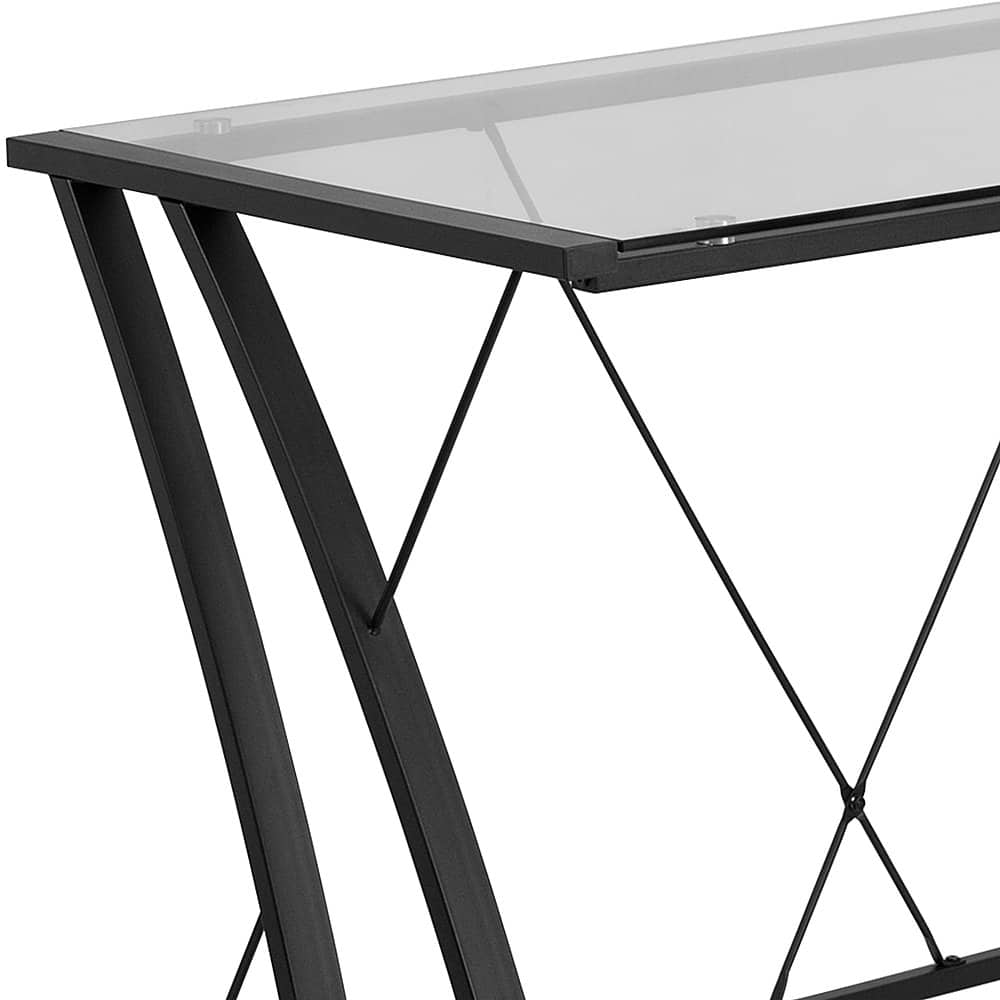 Alt View 12. Alamont Home - Singleton L Contemporary Glass Home Office Desk - Clear/Black.