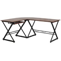 Flash Furniture - Singleton L Contemporary Laminate  Home Office Desk - Teakwood - Front_Zoom