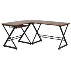Flash Furniture - Singleton L Contemporary Laminate  Home Office Desk - Teakwood - Front_Zoom