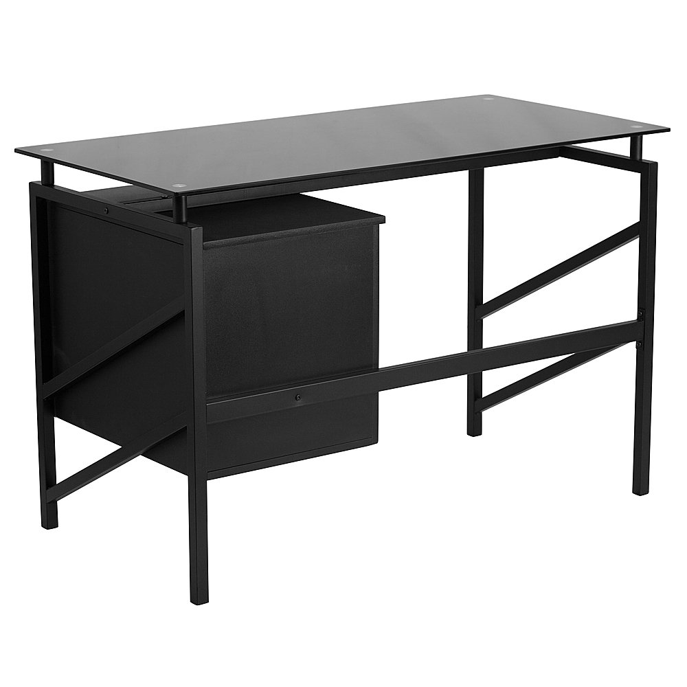 Alt View 13. Alamont Home - Singleton Rectangle Contemporary Glass Home Office Desk - Black.