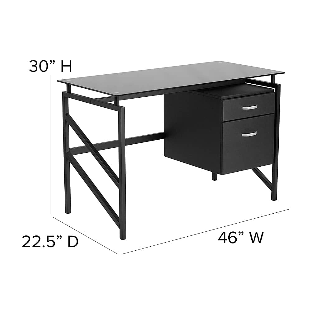 Alt View 12. Alamont Home - Singleton Rectangle Contemporary Glass Home Office Desk - Black.