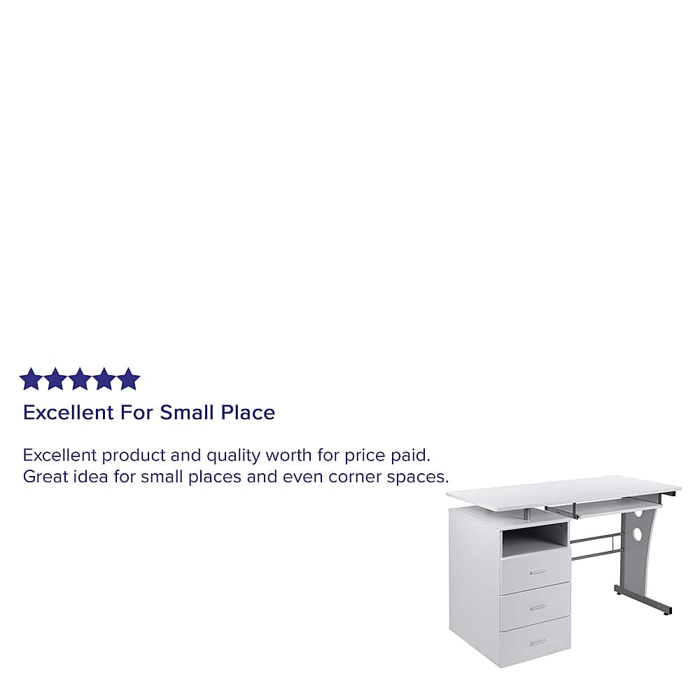 Alt View 39. Alamont Home - Joshua Rectangle Contemporary Laminate Home Office Desk - White.