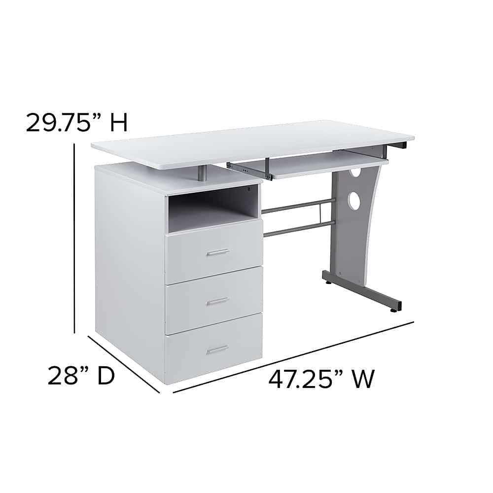 Alt View 13. Alamont Home - Joshua Rectangle Contemporary Laminate Home Office Desk - White.