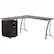 Front. Alamont Home - L Contemporary Laminate Home Office Desk - Walnut.