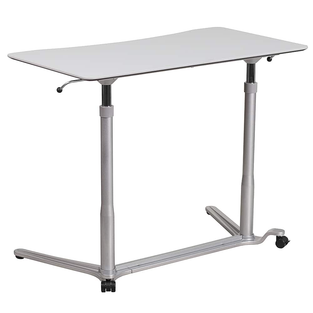 Front. Alamont Home - Merritt Rectangle Contemporary Laminate Sit and Stand Desk - Light Gray.