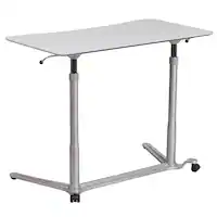 Alamont Home - Merritt Rectangle Contemporary Laminate Sit and Stand Desk - Light Gray - Front_Zoom