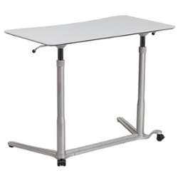 Flash Furniture - Merritt Rectangle Contemporary Laminate  Sit and Stand Desk - Light Gray - Front_Zoom