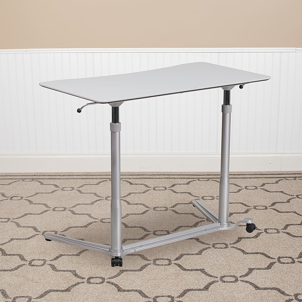Alt View 11. Alamont Home - Merritt Rectangle Contemporary Laminate Sit and Stand Desk - Light Gray.