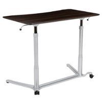 Alamont Home - Merritt Rectangle Contemporary Laminate  Sit and Stand Desk - Dark Wood Grain - Front_Zoom