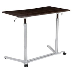 Flash Furniture - Merritt Rectangle Contemporary Laminate  Sit and Stand Desk - Dark Wood Grain - Front_Zoom