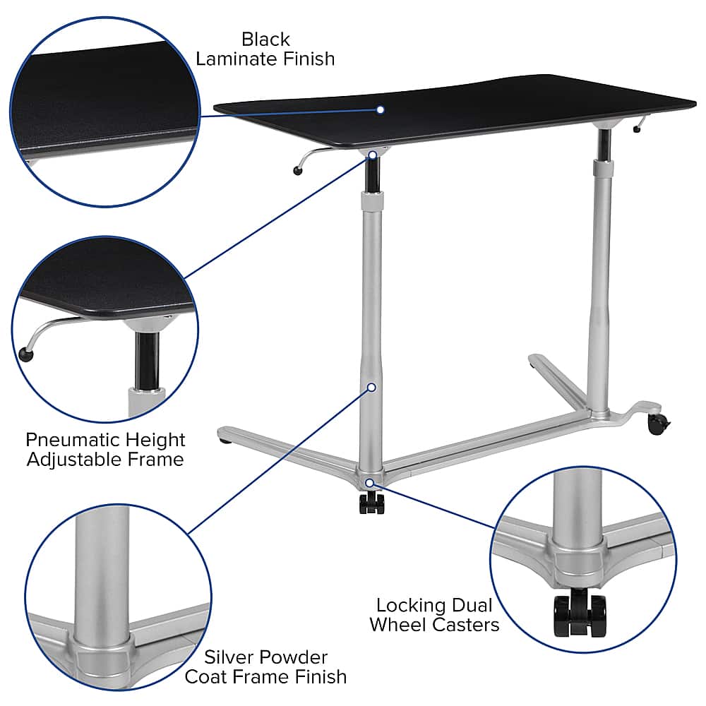 Alt View 39. Alamont Home - Merritt Rectangle Contemporary Laminate Sit and Stand Desk - Black.
