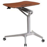 Flash Furniture - Gia Rectangle Contemporary Laminate  Sit and Stand Desk - Mahogany - Front_Zoom