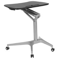 Flash Furniture - Gia Rectangle Contemporary Laminate  Sit and Stand Desk - Black - Front_Zoom
