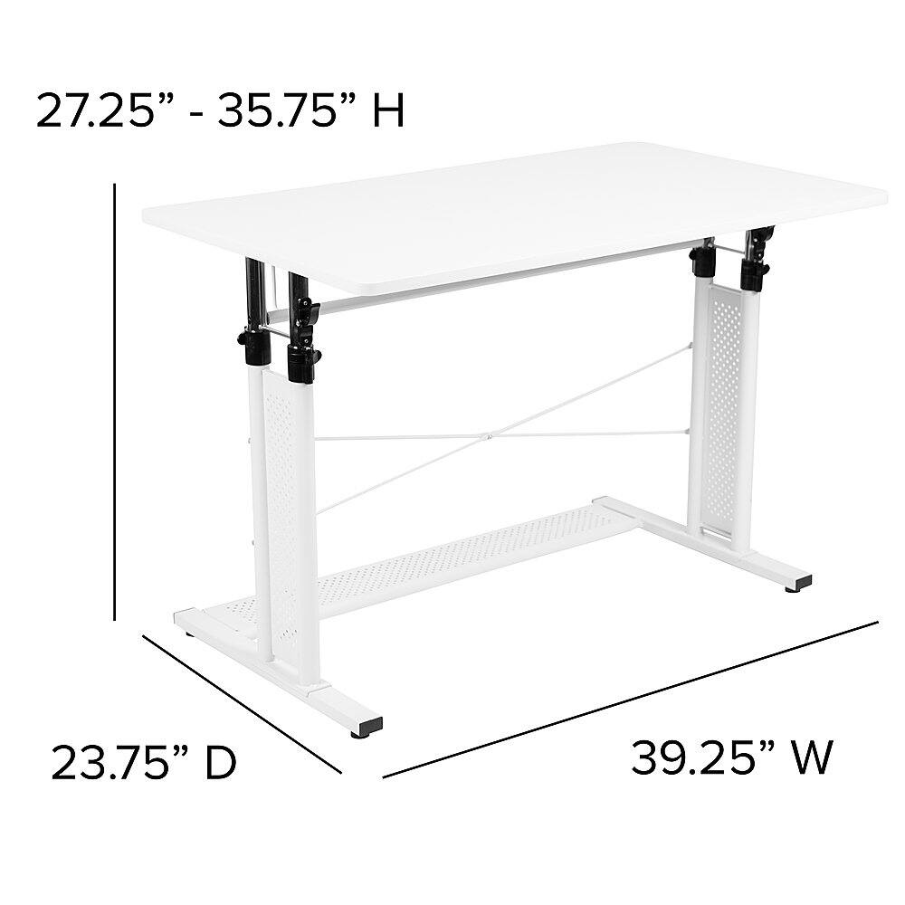 Alt View 13. Alamont Home - Fairway Rectangle Modern Laminate Sit and Stand Desk - White.