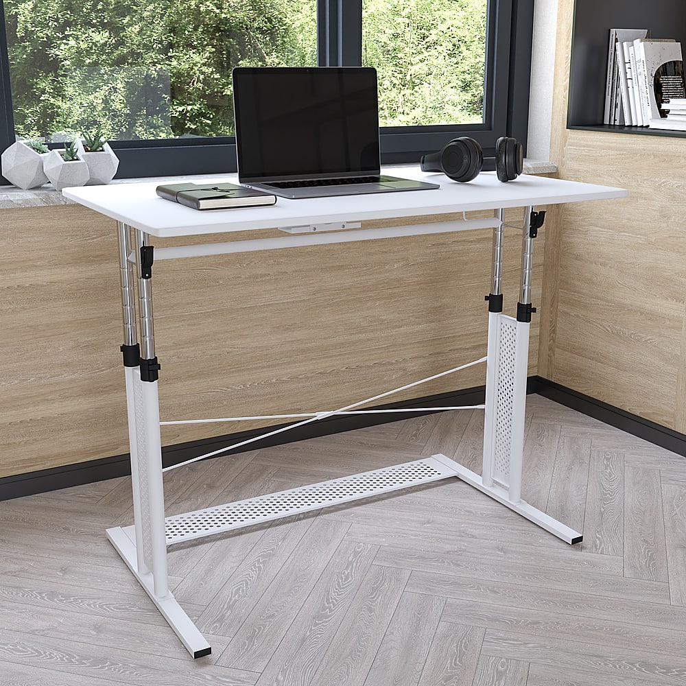 Alt View 12. Alamont Home - Fairway Rectangle Modern Laminate Sit and Stand Desk - White.
