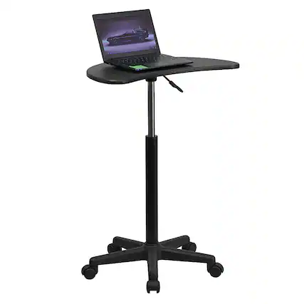 Front. Alamont Home - Eve Half-Round Contemporary Laminate Laptop Desk - Black.