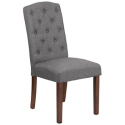 Flash Furniture - Hercules Grove Park  Midcentury Fabric Diamond Patterned Parsons Chair - Gray Fabric - Front_Zoom