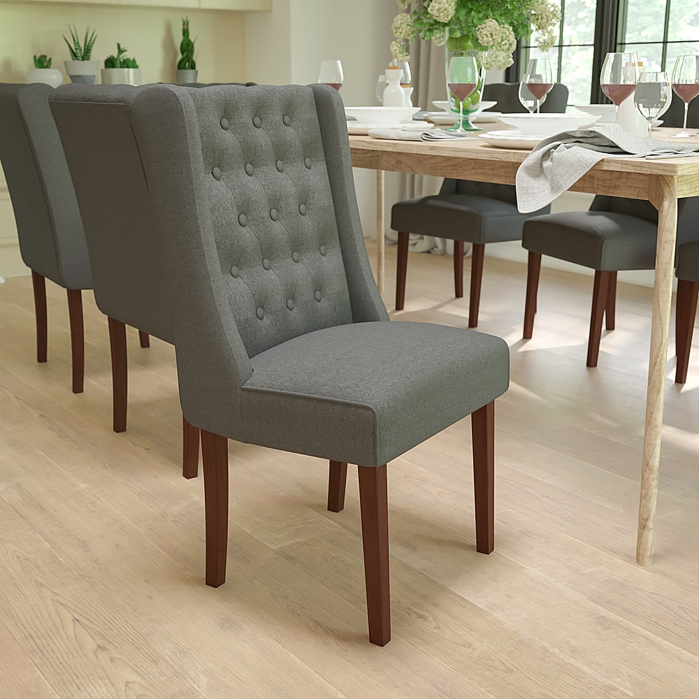 Alt View 12. Alamont Home - Hercules Preston Midcentury Fabric Dining Chair - Upholstered - Gray Fabric.