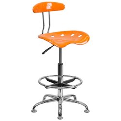 Flash Furniture - Bradley Contemporary Plastic Drafting Stool - Orange - Front_Zoom