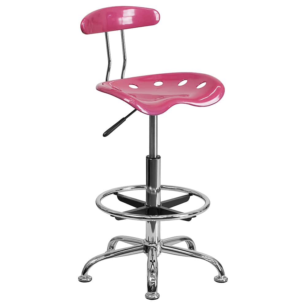 Front. Alamont Home - Contemporary Plastic Drafting Stool - Pink.