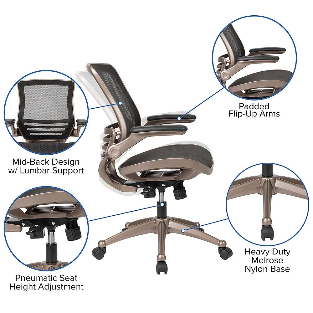 Alt View 39. Alamont Home - Warfield Modern Mesh Executive Swivel Office Chair - Black Mesh/Gold Frame.