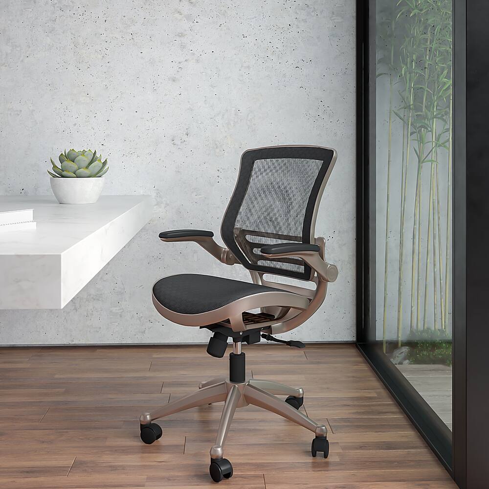 Alt View 12. Alamont Home - Warfield Modern Mesh Executive Swivel Office Chair - Black Mesh/Gold Frame.