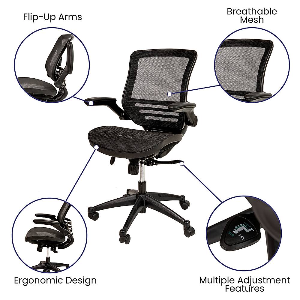 Alt View 39. Alamont Home - Warfield Modern Mesh Executive Swivel Office Chair - Black Mesh/Black Frame.
