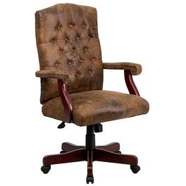 Alamont Home - Derrick Traditional Fabric Swivel Office Chair - Bomber Brown Microfiber