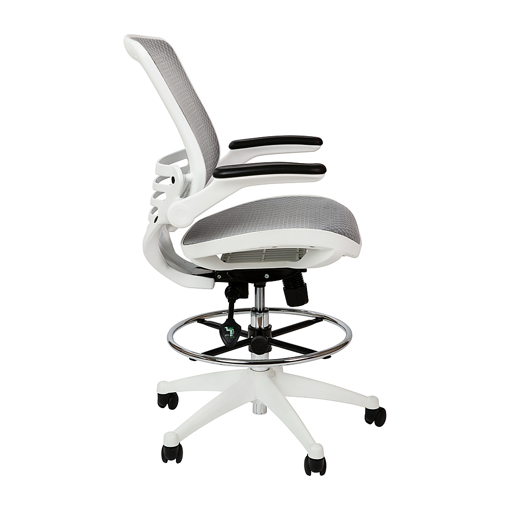 Gray Ergonomic Office Drafting Chair with Mesh Seat