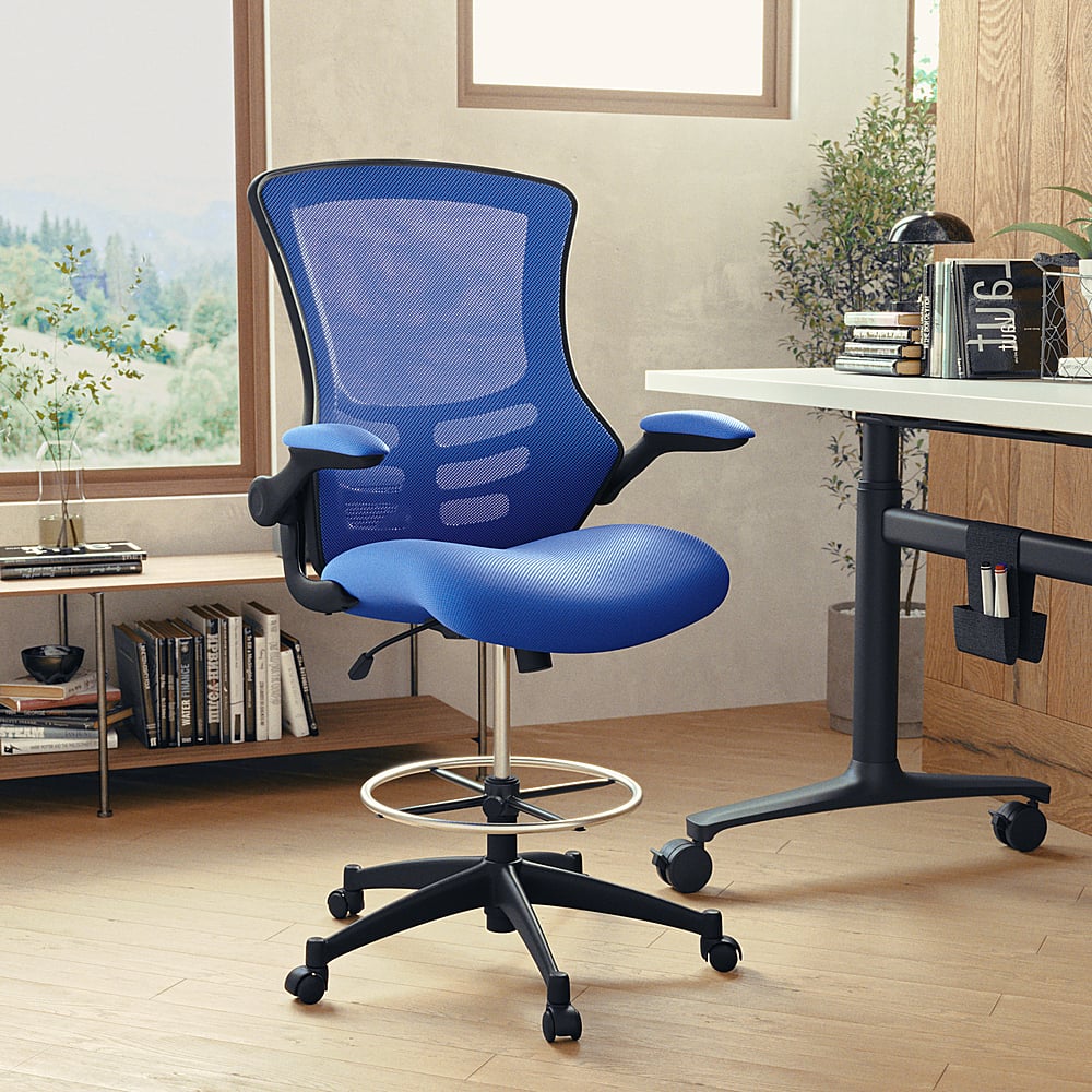 Alt View 11. Alamont Home - Kelista Contemporary Mesh Drafting Stool - Blue Mesh.