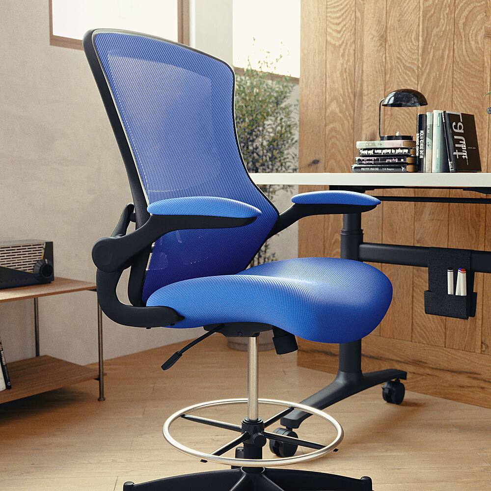 Alt View 13. Alamont Home - Kelista Contemporary Mesh Drafting Stool - Blue Mesh.