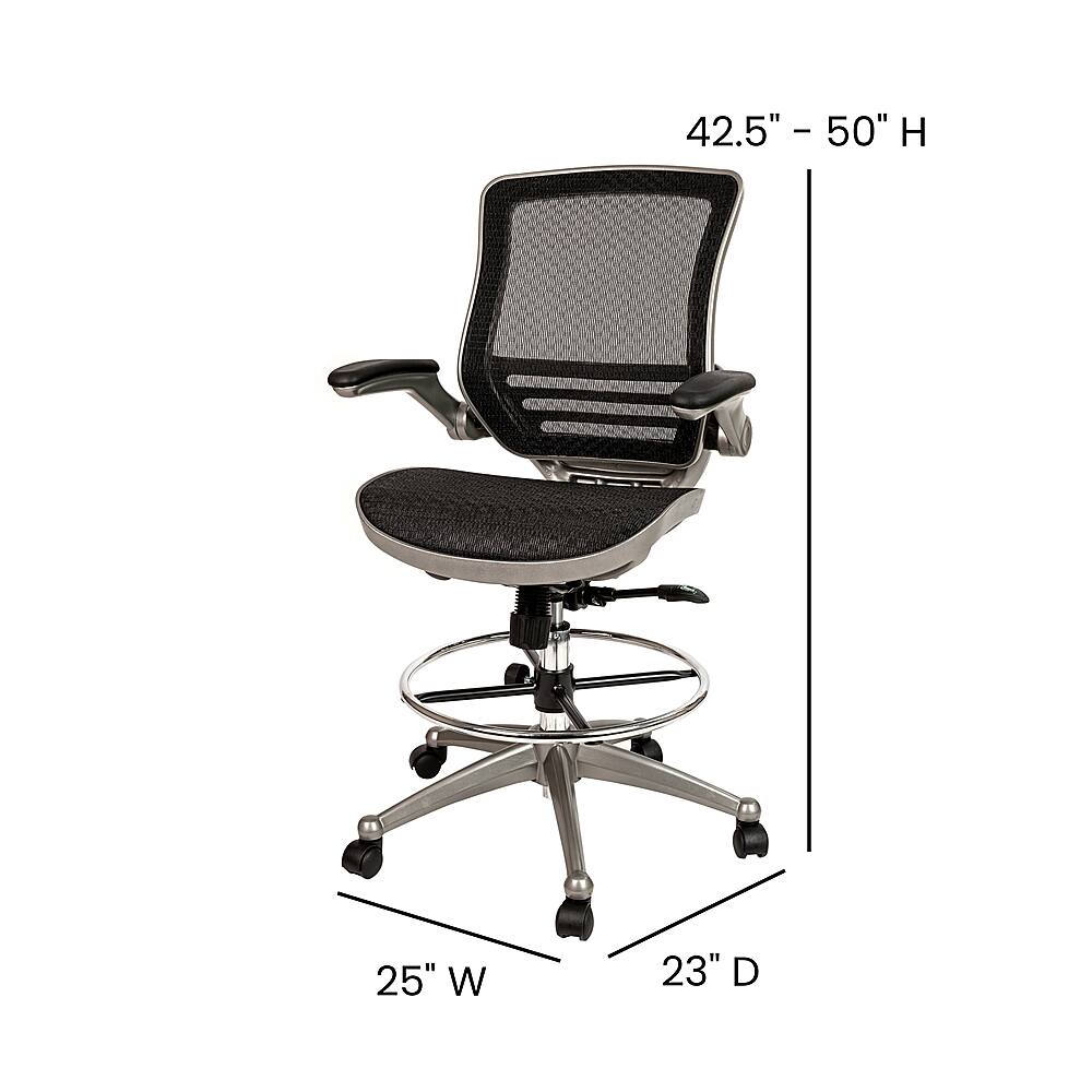Alt View 13. Alamont Home - Waylon Modern Mesh Drafting Stool - Black Mesh/Graphite Silver Frame.