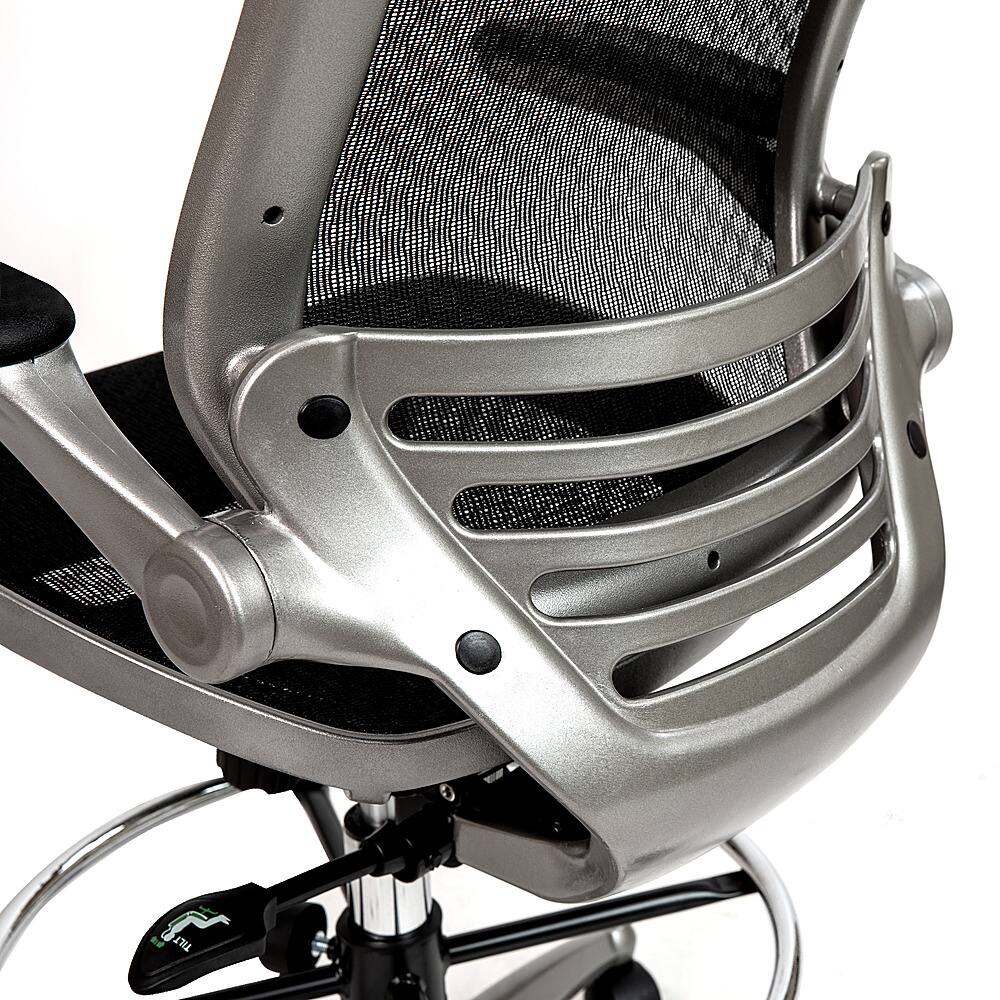 Alt View 15. Alamont Home - Waylon Modern Mesh Drafting Stool - Black Mesh/Graphite Silver Frame.
