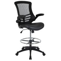 Alamont Home - Kelista Contemporary Mesh Drafting Stool - Black LeatherSoft/Mesh - Front_Zoom