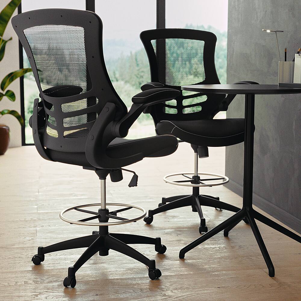Alt View 12. Alamont Home - Kelista Contemporary Mesh Drafting Stool - Black LeatherSoft/Mesh.