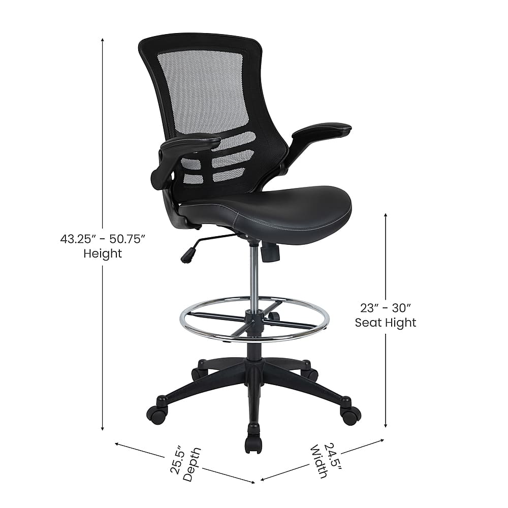 Alt View 16. Alamont Home - Kelista Contemporary Mesh Drafting Stool - Black LeatherSoft/Mesh.