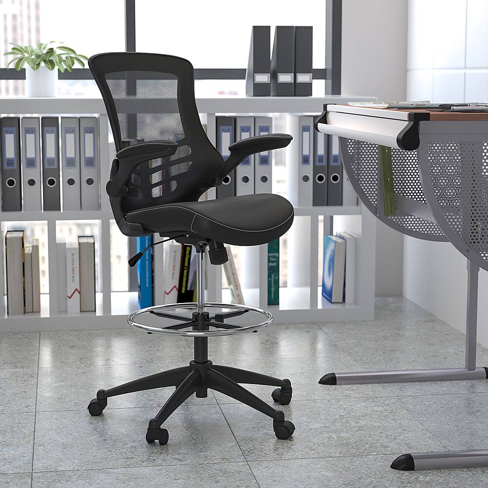 Alt View 39. Alamont Home - Kelista Contemporary Mesh Drafting Stool - Black LeatherSoft/Mesh.