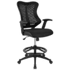 Front. Alamont Home - Waylon Contemporary Mesh Drafting Stool - Black.