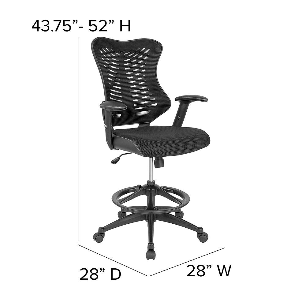 Alt View 13. Alamont Home - Waylon Contemporary Mesh Drafting Stool - Black.
