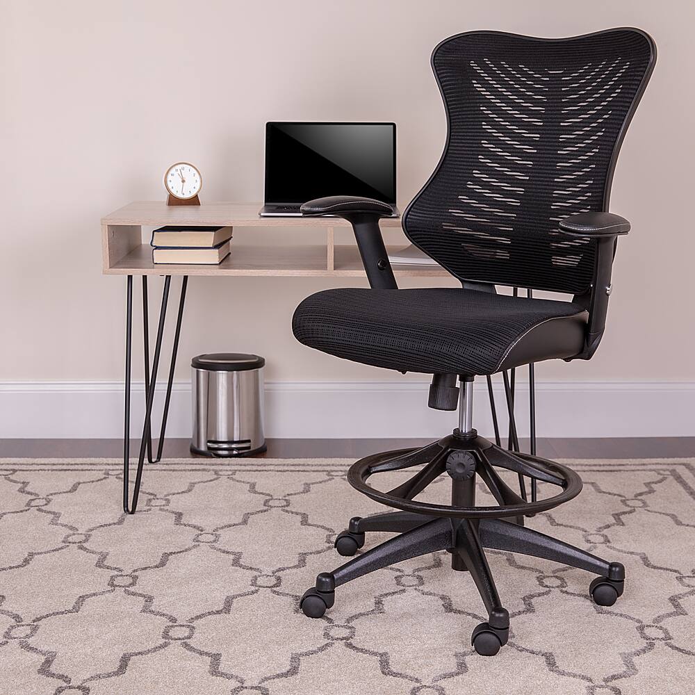 Alt View 12. Alamont Home - Waylon Contemporary Mesh Drafting Stool - Black.