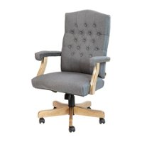 Flash Furniture - Derrick Traditional Fabric Swivel Office Chair - Gray Fabric/Driftwood - Front_Zoom