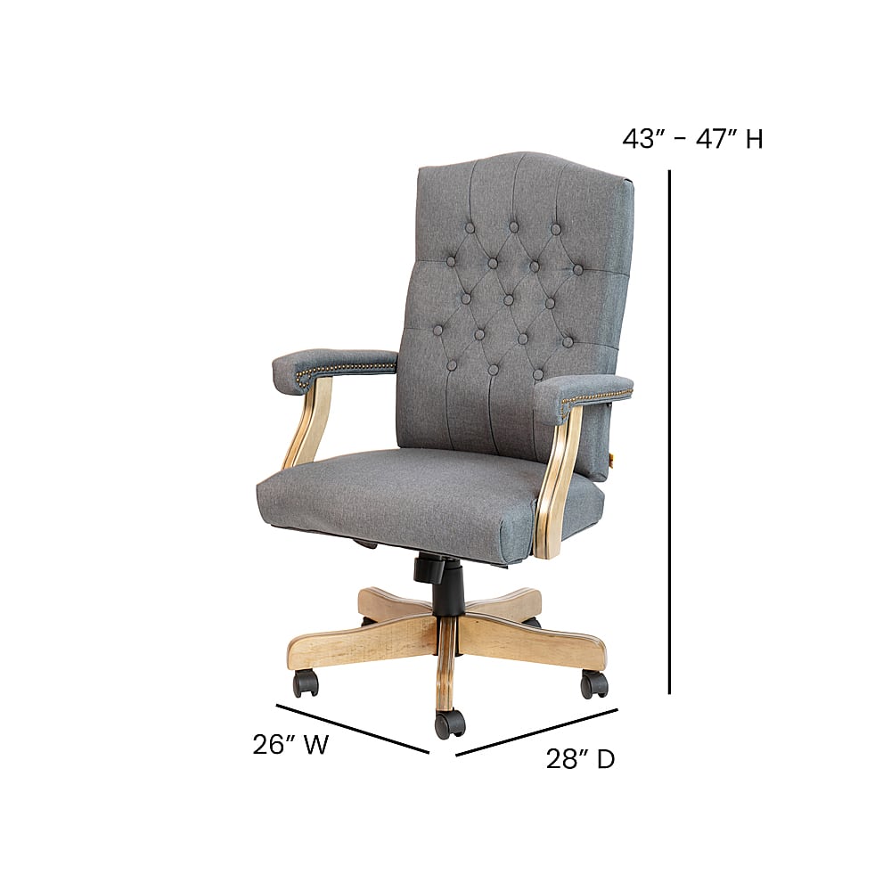 Alt View 13. Alamont Home - Derrick Traditional Fabric Swivel Office Chair - Gray Fabric/Driftwood.