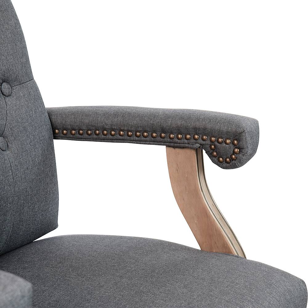 Alt View 14. Alamont Home - Derrick Traditional Fabric Swivel Office Chair - Gray Fabric/Driftwood.